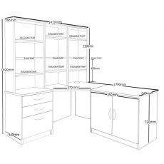 R White Cabinets Set 19 - Corner Desk, Cupboard & Drawer Units with Hutch Bookcases