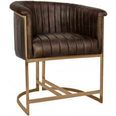 Hafren Collection K Chair Collection Leather & Iron Chair With Gold Metal Legs