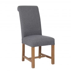 Hafren Collection K Scroll Back Fabric Check Dining Chair