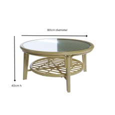 Daro Dingley 80cm Round Glass Top Coffee Table