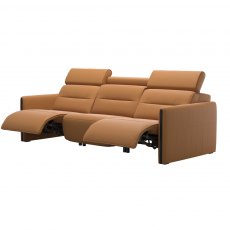 Stressless Emily Double Powered 3 Seater Recliner With Wood Inlay