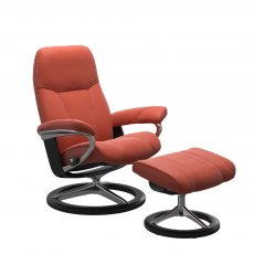 Stressless Consul Recliner Signature Base Chair & Footstool 3 Sizes Stressless Consul Recliner Signature Base Chair & Footstool 3 Sizes