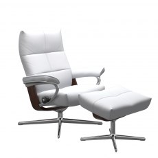 Stressless David Recliner Cross Base Chair & Footstool 3 Sizes Stressless David Recliner Cross Base Chair & Footstool 3 Sizes