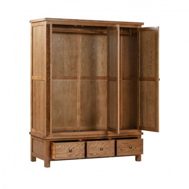 Devonshire Living Devonshire Dorset Rustic Oak Triple Wardrobe With 3 Drawers Wardrobes