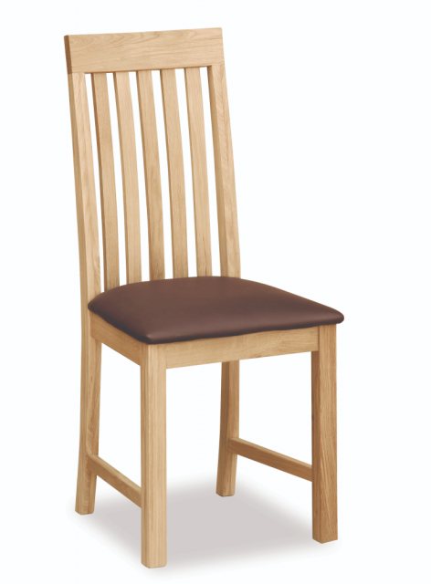 Global Home Global Home New Trinity Oak Slatted Dining Chair With PU Seat