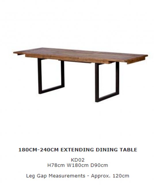 Hafren Collection Hafren Collection Sherlock Nixon 180-240cm Extending Dining Table