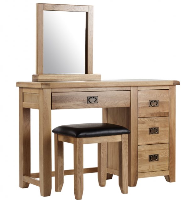 Crowther Distribution Crowther Distribution Minnesota Oak Dresser, Mirror & Stool